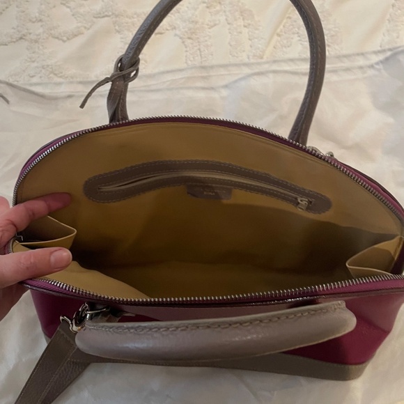 Del Giudice Roma “Sophia 40” Handmade Leather Handbag Magenta/Grey - Picture 3 of 5